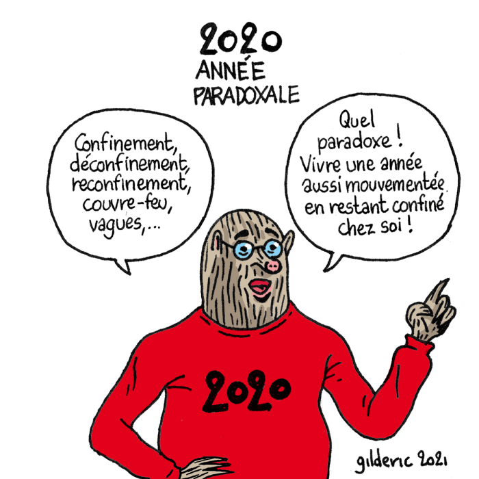 2020, une année mouvementée et paradoxale (Taupe Chef, dessin humour
